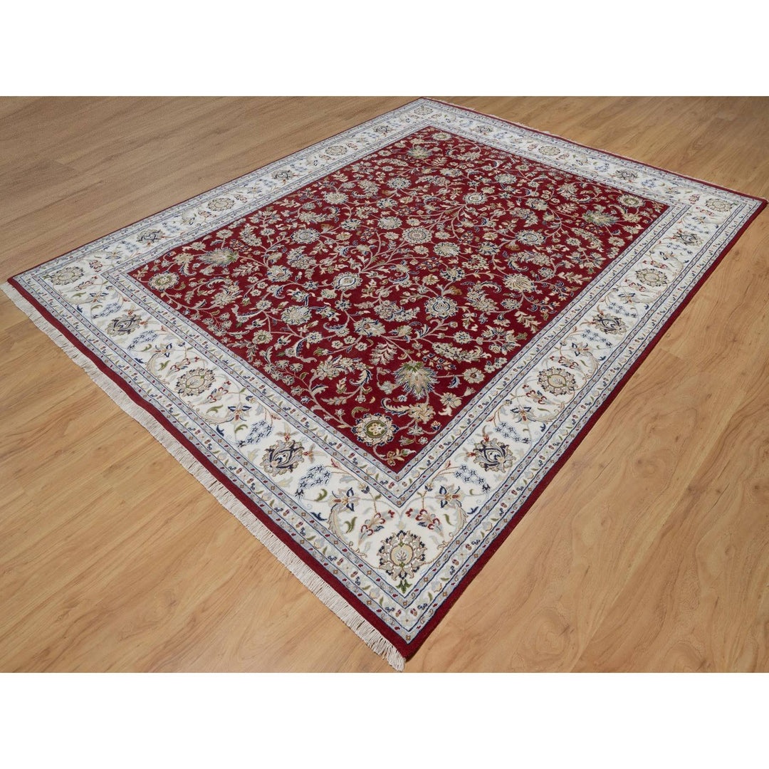 8'1" x 10'3" New Hand Knotted Red Wool & Silk Rectangle Oriental Rug - MOA10291632