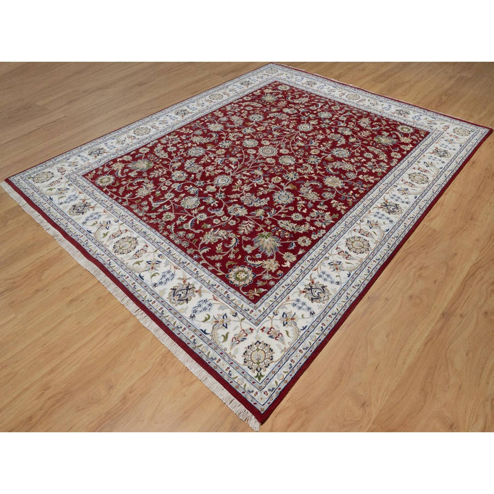 8'1" x 10'3" New Hand Knotted Red Wool & Silk Rectangle Oriental Rug - MOA10291632