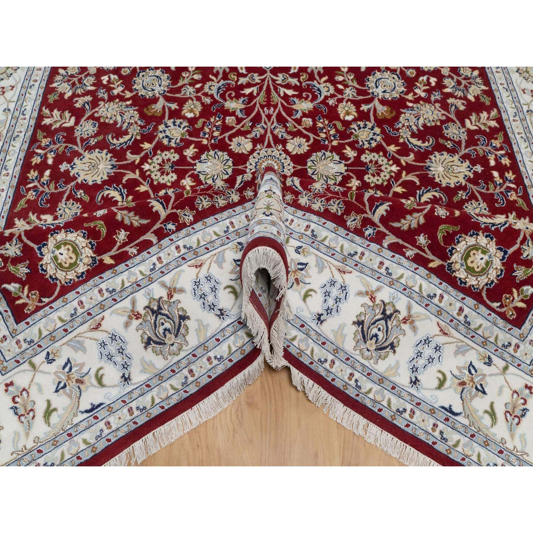 8'1" x 10'3" New Hand Knotted Red Wool & Silk Rectangle Oriental Rug - MOA10291632