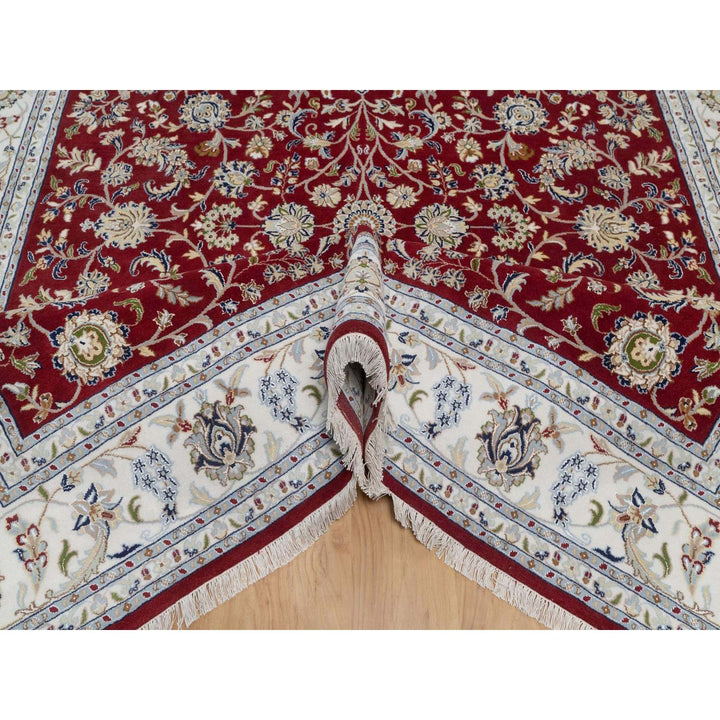 8'1" x 10'3" New Hand Knotted Red Wool & Silk Rectangle Oriental Rug - MOA10291632