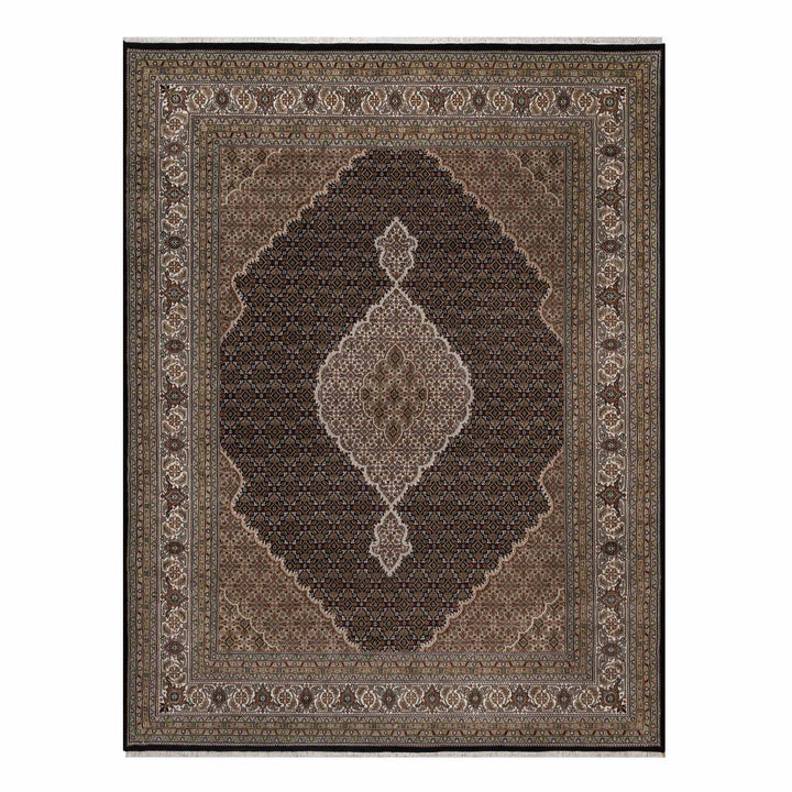7'11" x 10'4" New Hand Knotted Black Wool Rectangle Oriental Rug - MOA10291633