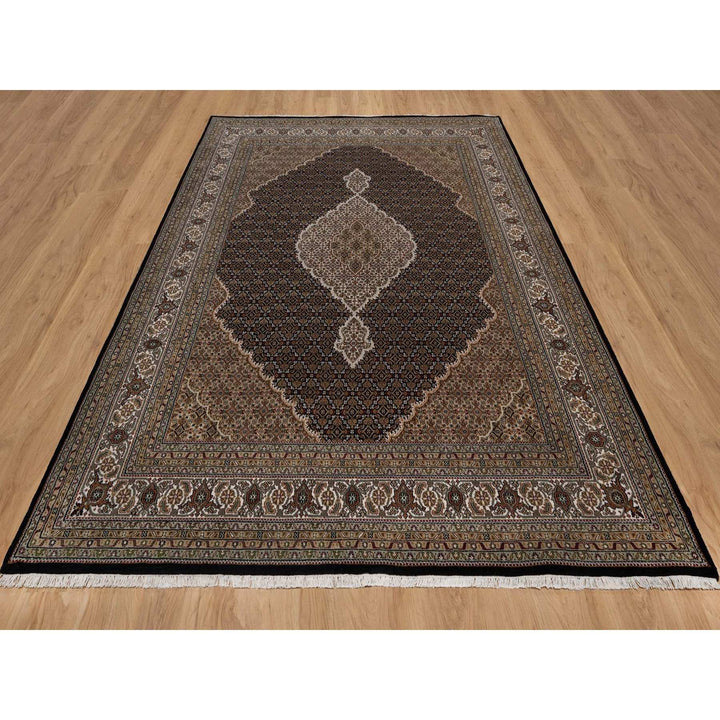 7'11" x 10'4" New Hand Knotted Black Wool Rectangle Oriental Rug - MOA10291633