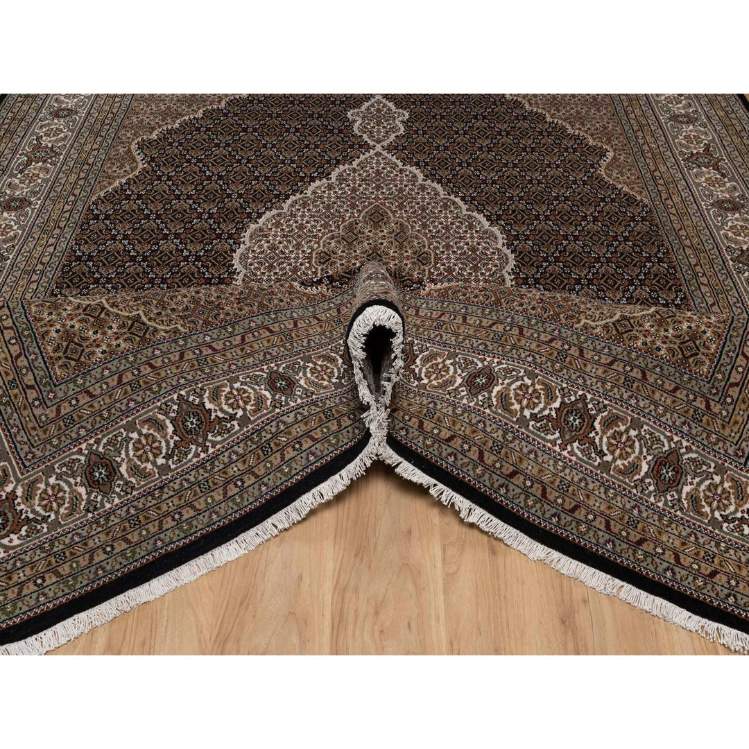 7'11" x 10'4" New Hand Knotted Black Wool Rectangle Oriental Rug - MOA10291633