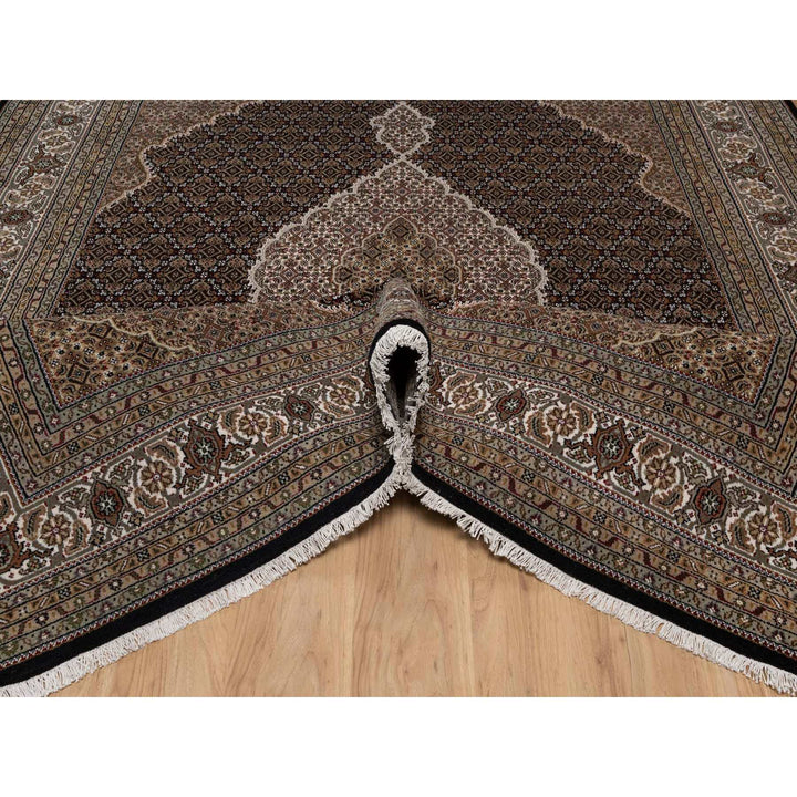 7'11" x 10'4" New Hand Knotted Black Wool Rectangle Oriental Rug - MOA10291633
