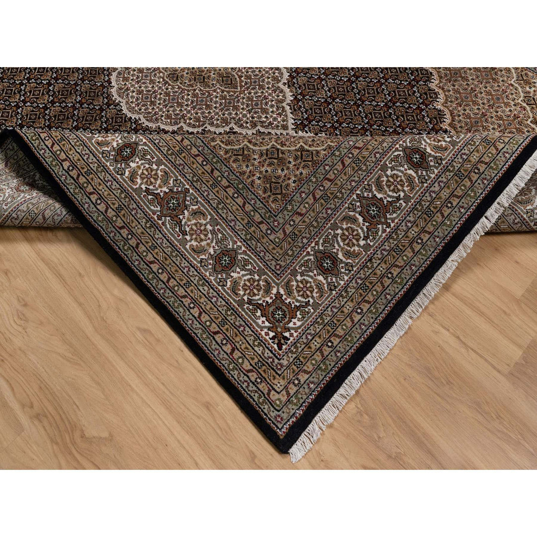 7'11" x 10'4" New Hand Knotted Black Wool Rectangle Oriental Rug - MOA10291633
