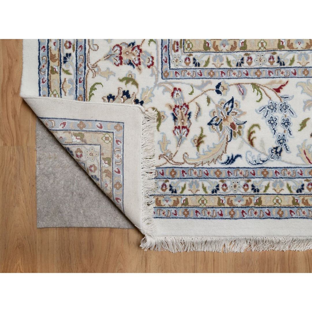 11'8" x 15'2" New Hand Knotted Ivory Wool & Silk Rectangle Oriental Rug - MOA10291634