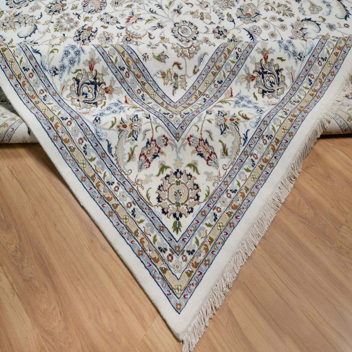 11'8" x 15'2" New Hand Knotted Ivory Wool & Silk Rectangle Oriental Rug - MOA10291634