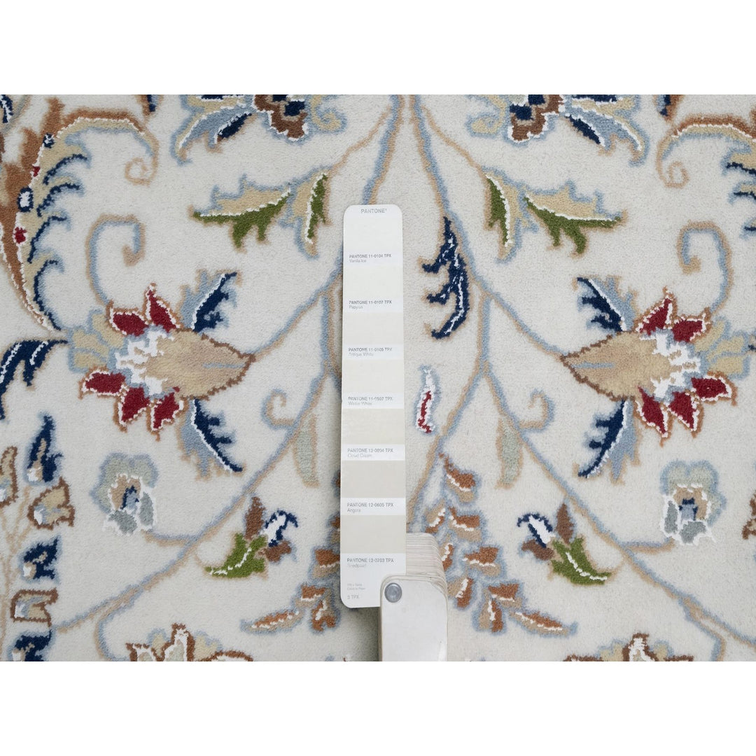 11'8" x 15'2" New Hand Knotted Ivory Wool & Silk Rectangle Oriental Rug - MOA10291634