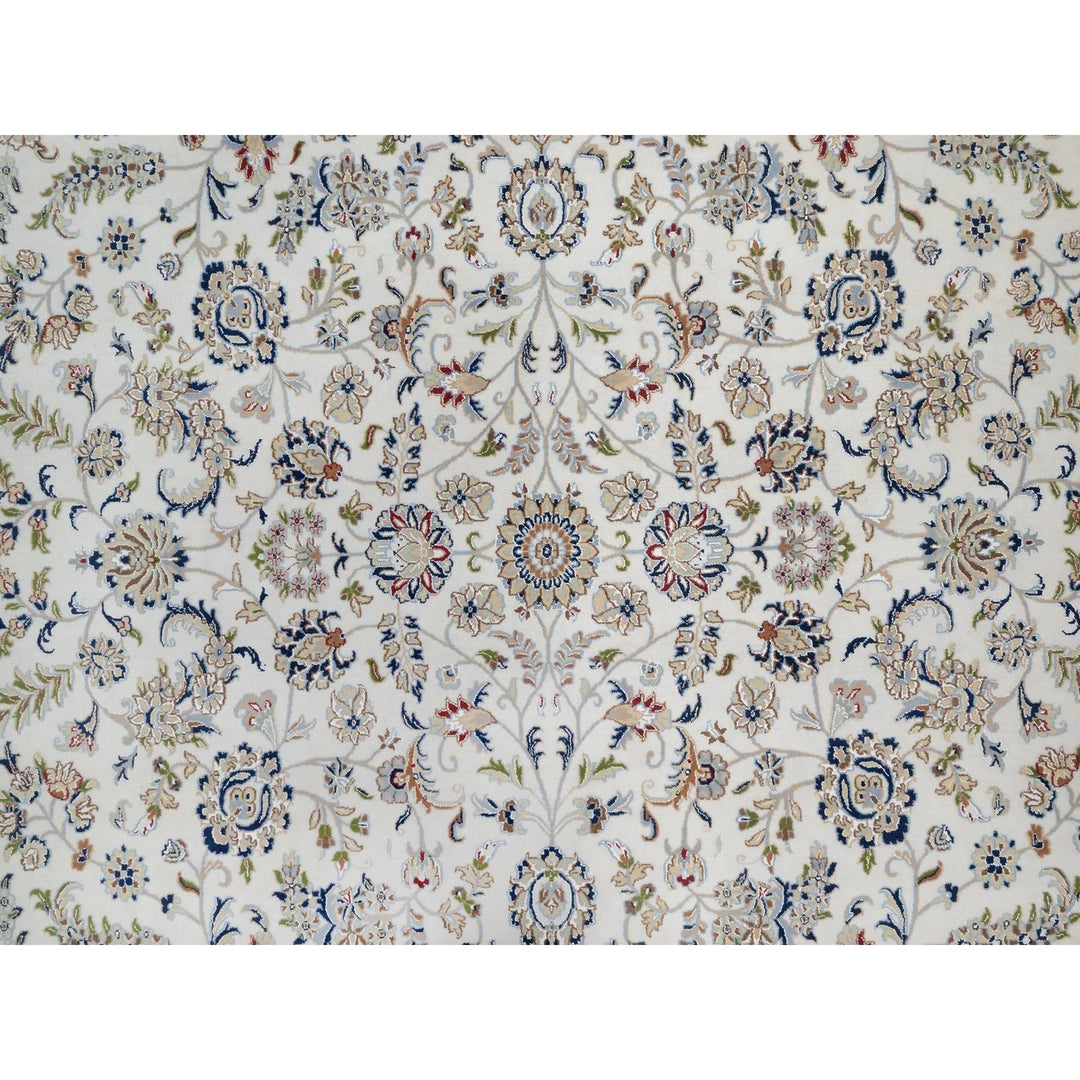 11'8" x 15'2" New Hand Knotted Ivory Wool & Silk Rectangle Oriental Rug - MOA10291634