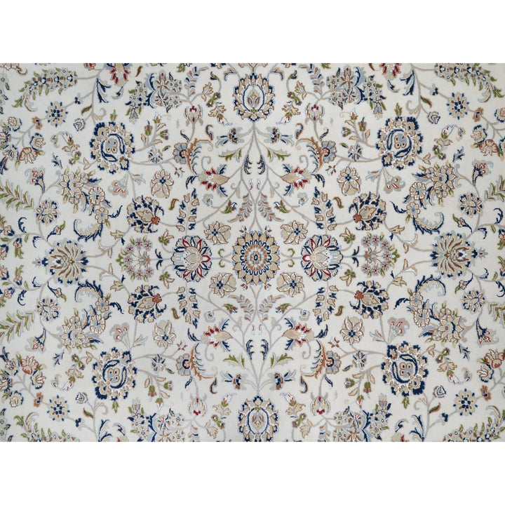 11'8" x 15'2" New Hand Knotted Ivory Wool & Silk Rectangle Oriental Rug - MOA10291634