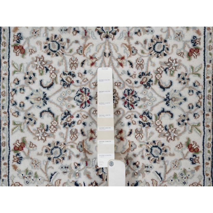 2'9" x 6'1" New Hand Knotted Ivory Wool & Silk Runner Oriental Rug - MOA10291636