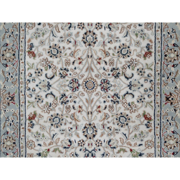 2'9" x 6'1" New Hand Knotted Ivory Wool & Silk Runner Oriental Rug - MOA10291636