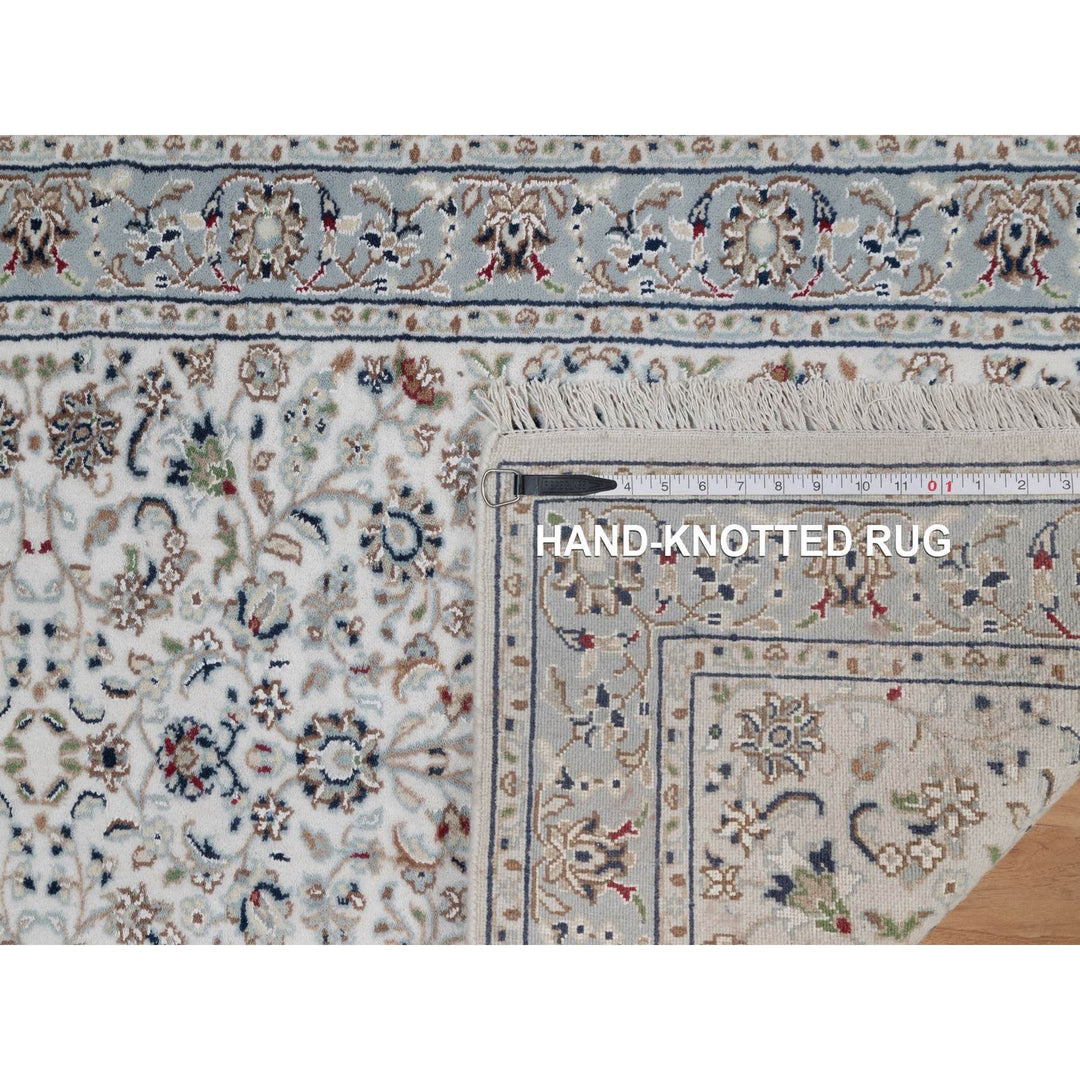 2'9" x 6'1" New Hand Knotted Ivory Wool & Silk Runner Oriental Rug - MOA10291636