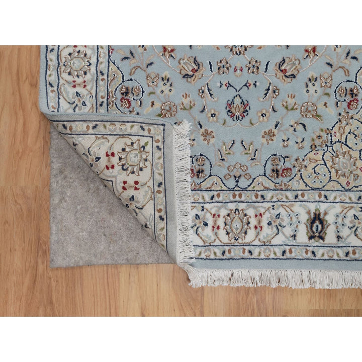 3'1" x 5'2" New Hand Knotted Blue Wool & Silk Rectangle Oriental Rug - MOA10291637