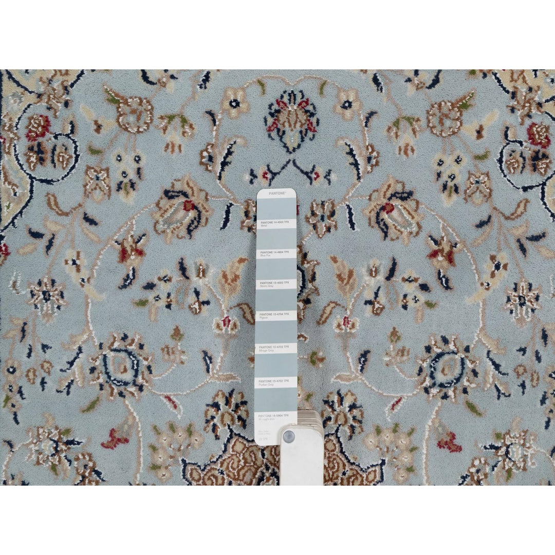 3'1" x 5'2" New Hand Knotted Blue Wool & Silk Rectangle Oriental Rug - MOA10291637