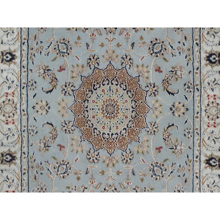 3'1" x 5'2" New Hand Knotted Blue Wool & Silk Rectangle Oriental Rug - MOA10291637