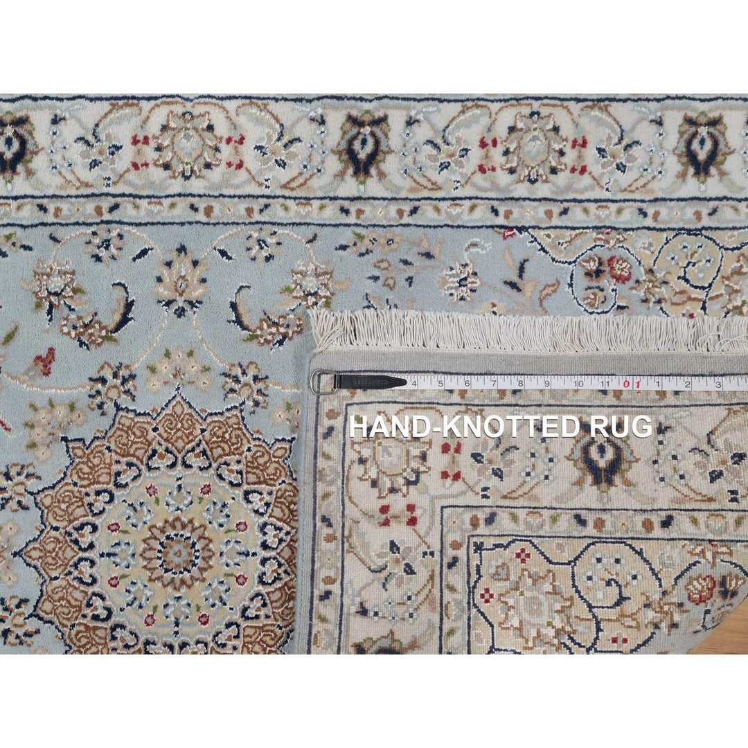 3'1" x 5'2" New Hand Knotted Blue Wool & Silk Rectangle Oriental Rug - MOA10291637