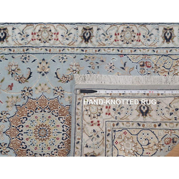 3'1" x 5'2" New Hand Knotted Blue Wool & Silk Rectangle Oriental Rug - MOA10291637
