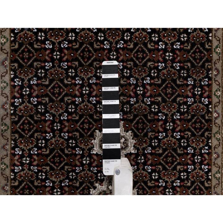 2'10" x 13'11" New Hand Knotted Black Wool Runner Oriental Rug - MOA10291639