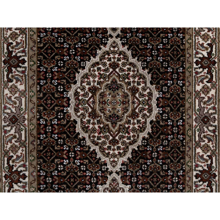2'10" x 13'11" New Hand Knotted Black Wool Runner Oriental Rug - MOA10291639