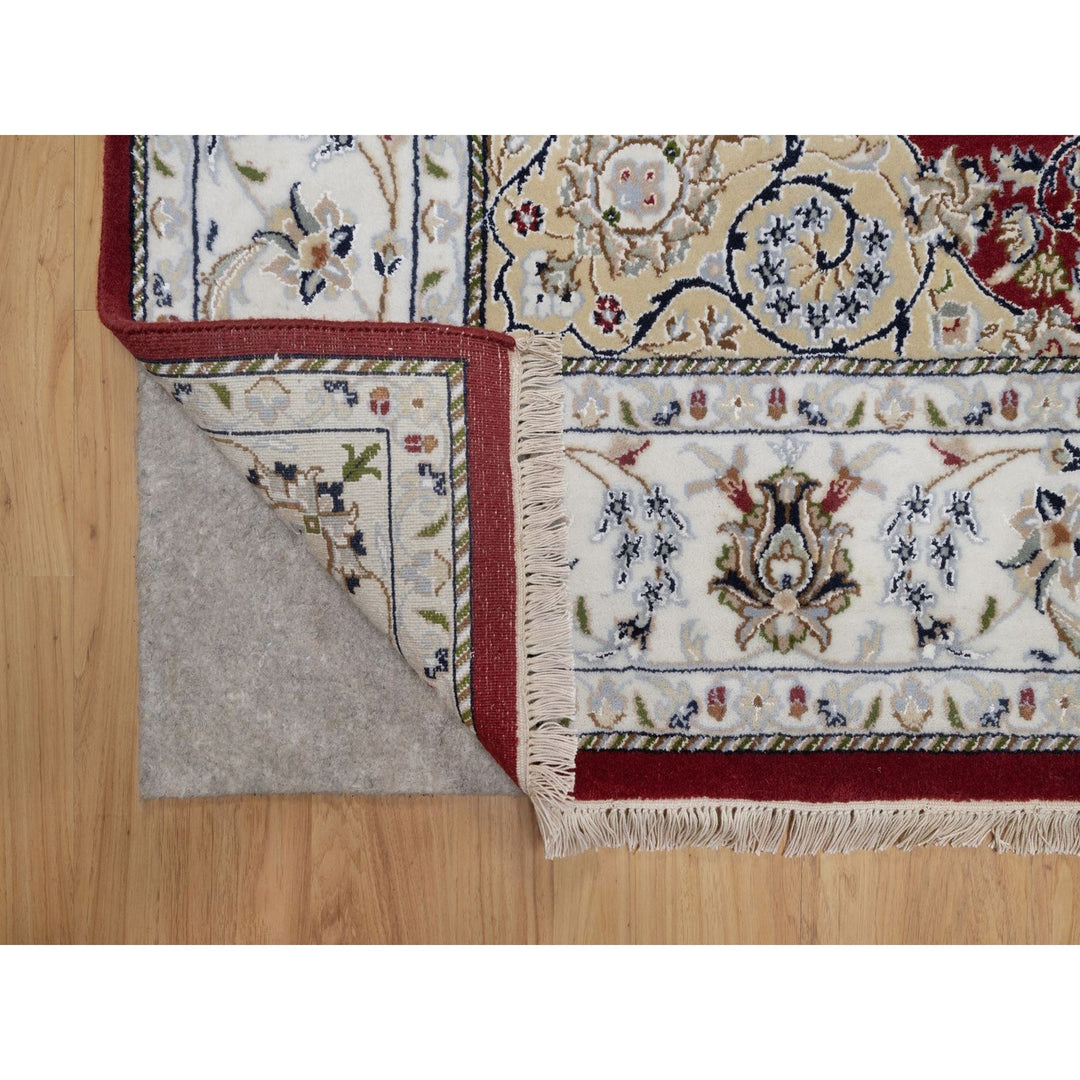 6'0" x 9'0" New Hand Knotted Red Wool & Silk Rectangle Oriental Rug - MOA10291641