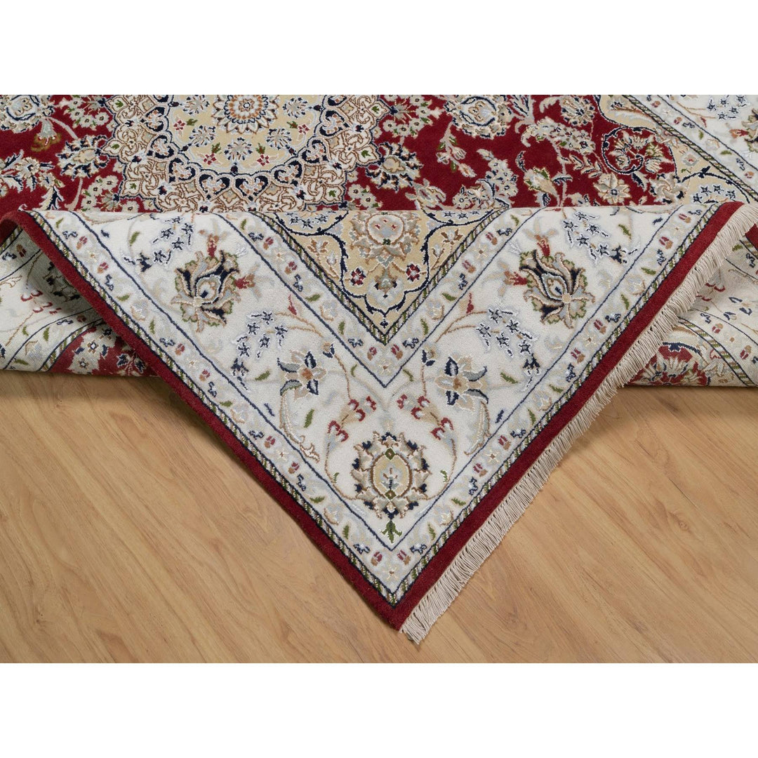 6'0" x 9'0" New Hand Knotted Red Wool & Silk Rectangle Oriental Rug - MOA10291641