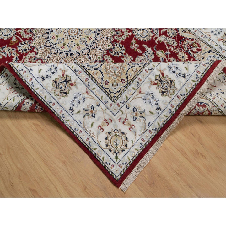 6'0" x 9'0" New Hand Knotted Red Wool & Silk Rectangle Oriental Rug - MOA10291641