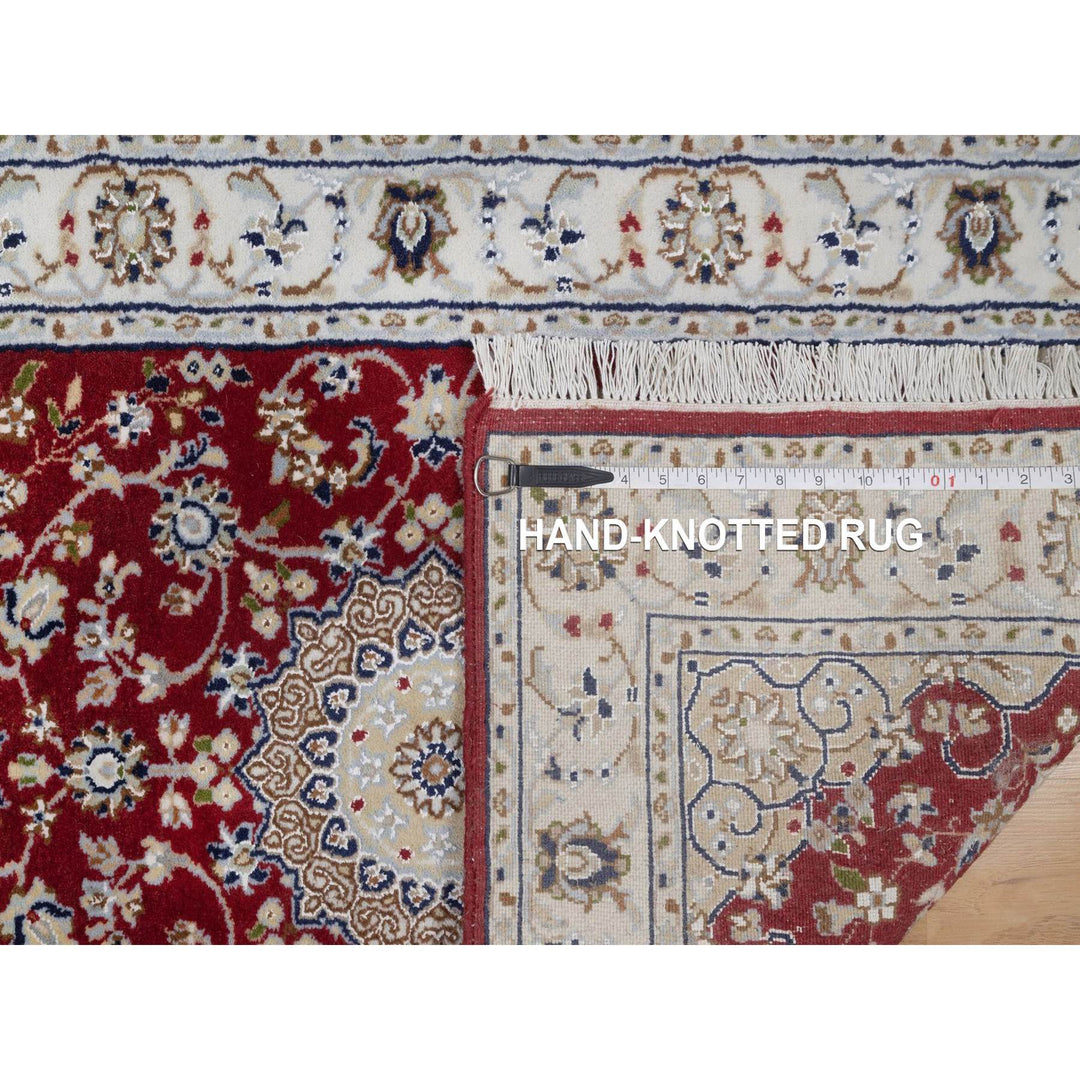 2'7" x 10'3" New Hand Knotted Red Wool & Silk Runner Oriental Rug - MOA10291642