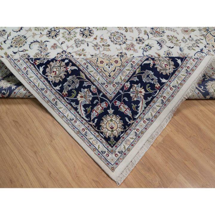 8'11" x 12'3" New Hand Knotted Ivory Wool & Silk Rectangle Oriental Rug - MOA10291643