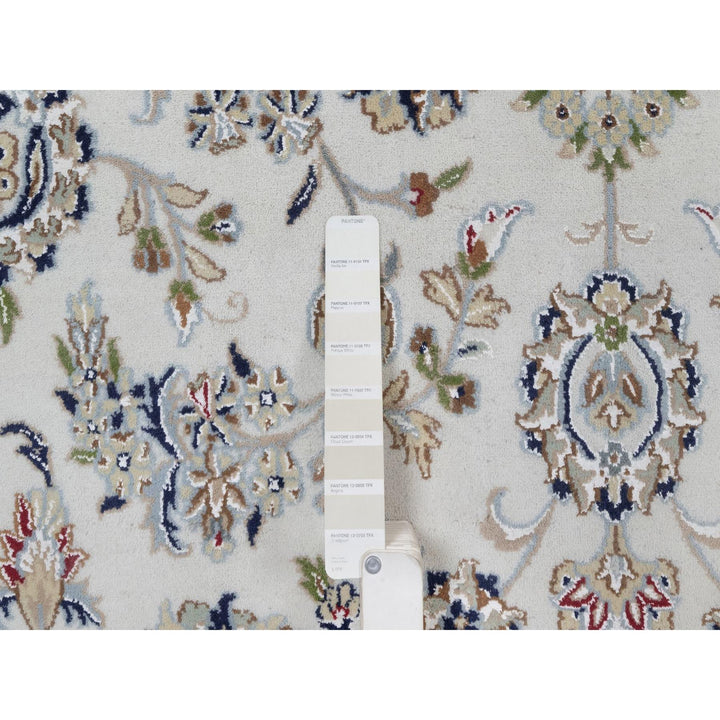8'11" x 12'3" New Hand Knotted Ivory Wool & Silk Rectangle Oriental Rug - MOA10291643