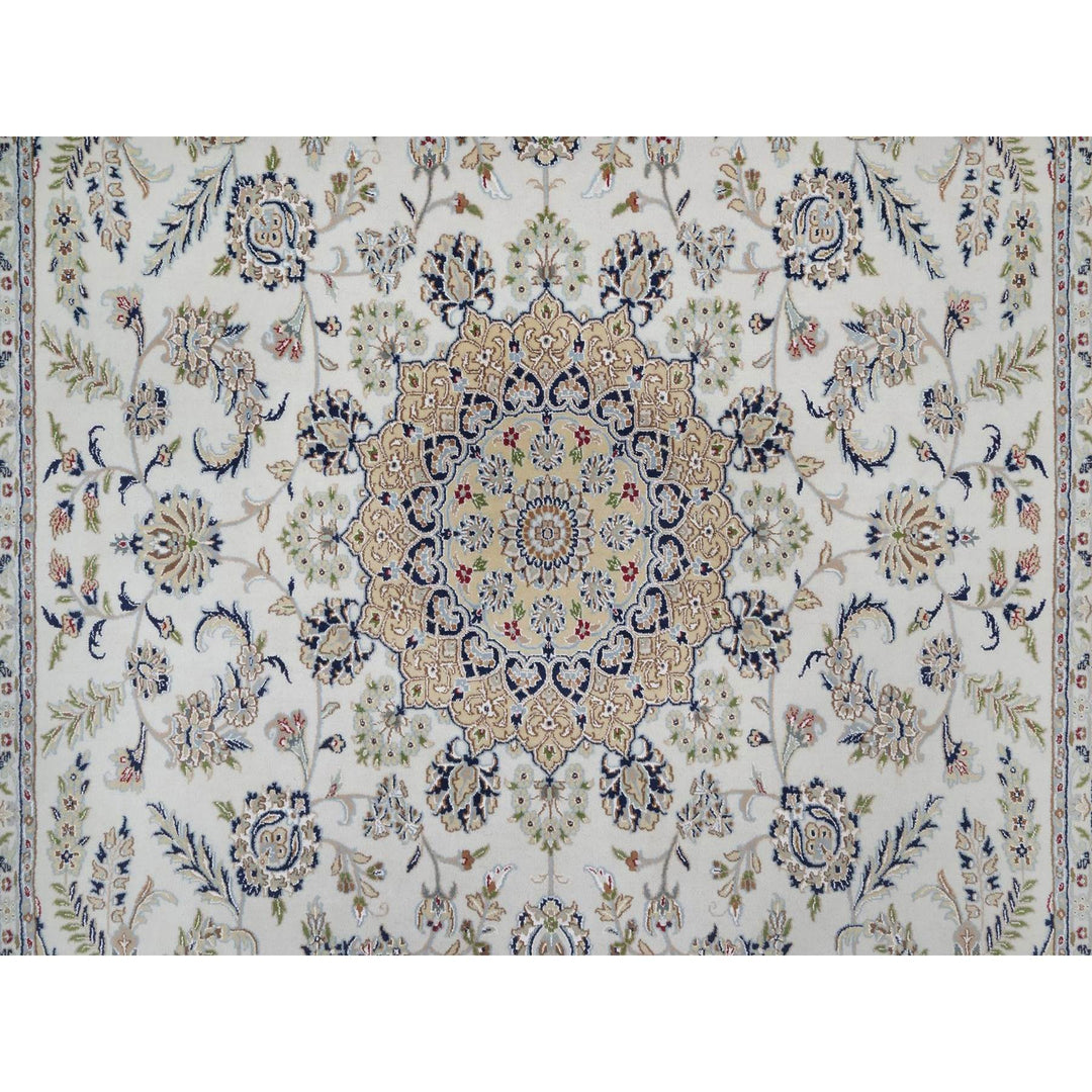 8'11" x 12'3" New Hand Knotted Ivory Wool & Silk Rectangle Oriental Rug - MOA10291643