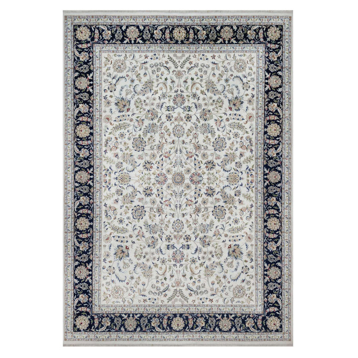 9'11" x 14'3" New Hand Knotted Ivory Wool & Silk Rectangle Oriental Rug - MOA10291644