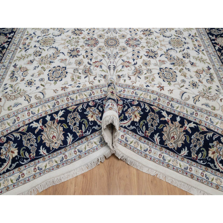 9'11" x 14'3" New Hand Knotted Ivory Wool & Silk Rectangle Oriental Rug - MOA10291644