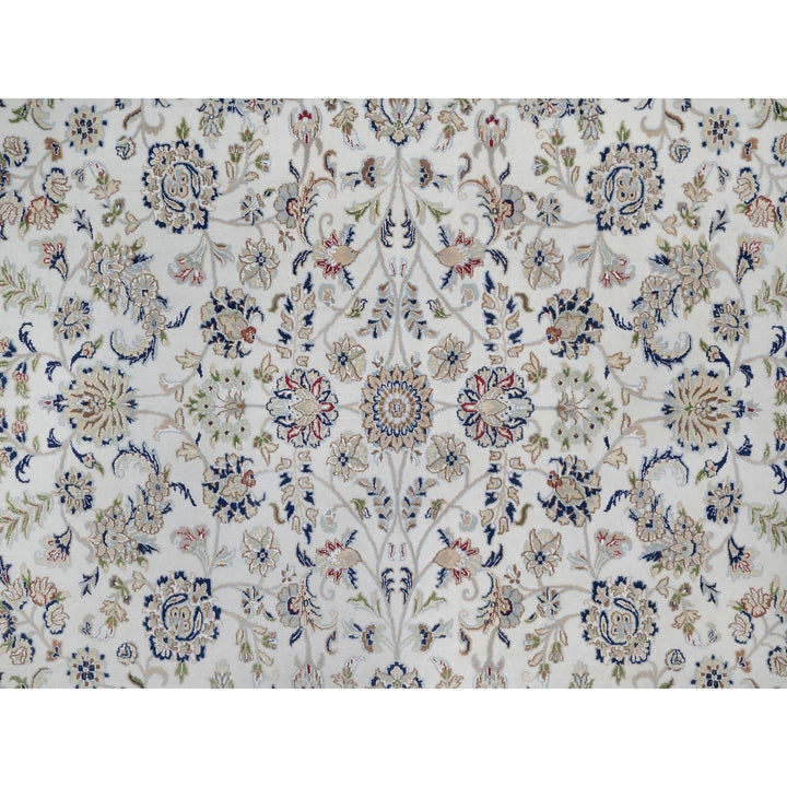 9'11" x 14'3" New Hand Knotted Ivory Wool & Silk Rectangle Oriental Rug - MOA10291644