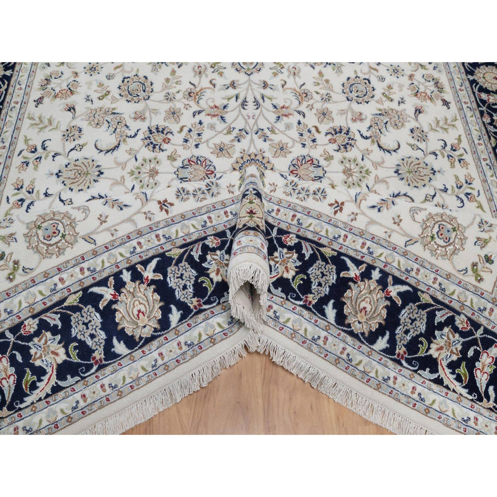 8'1" x 10'2" New Hand Knotted Ivory Wool & Silk Rectangle Oriental Rug - MOA10291645
