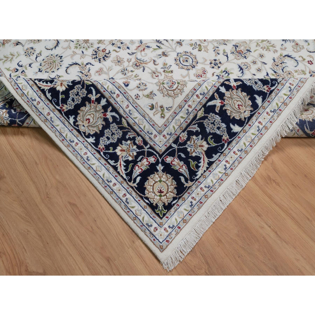 8'1" x 10'2" New Hand Knotted Ivory Wool & Silk Rectangle Oriental Rug - MOA10291645