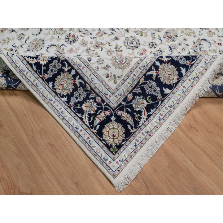 8'1" x 10'2" New Hand Knotted Ivory Wool & Silk Rectangle Oriental Rug - MOA10291645