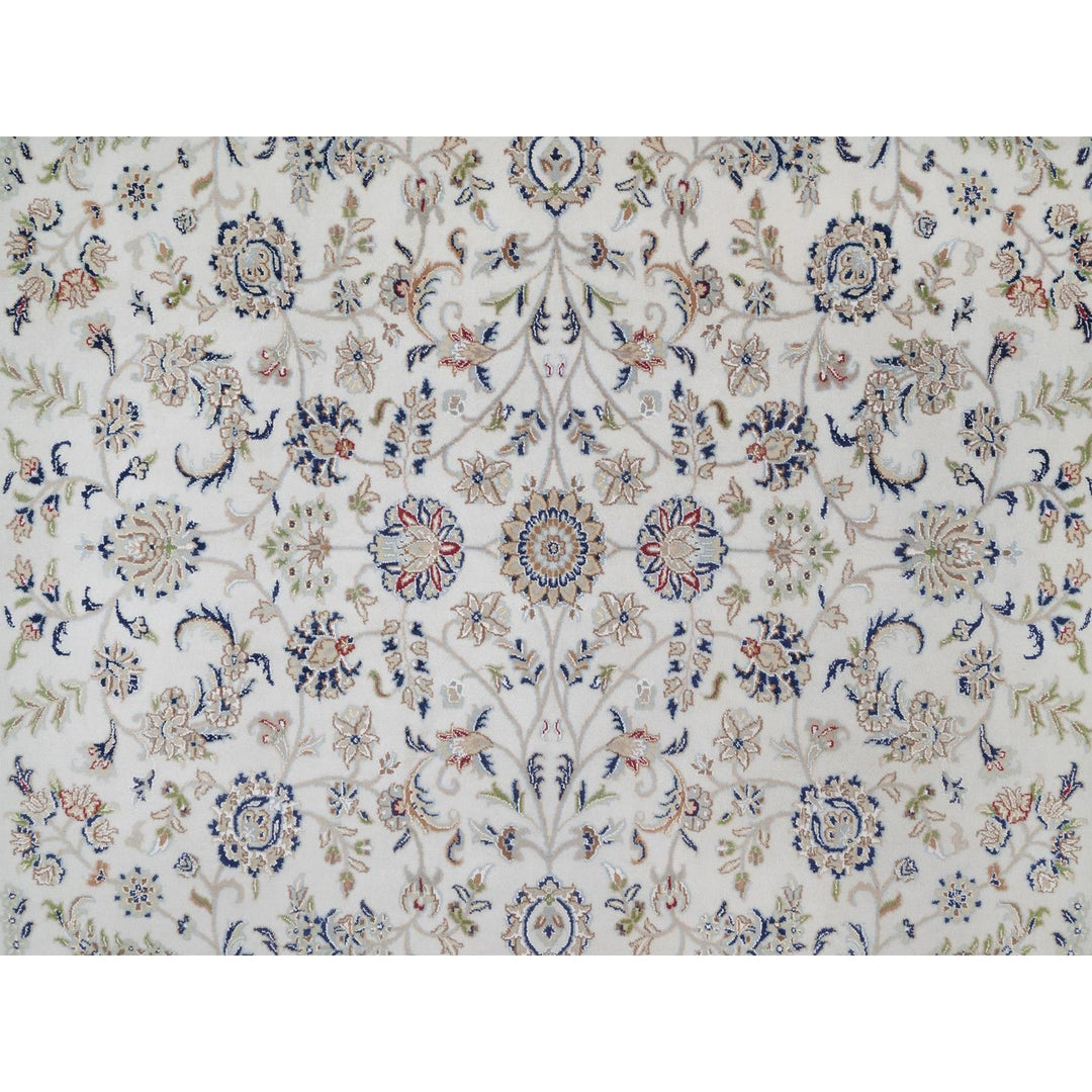 8'1" x 10'2" New Hand Knotted Ivory Wool & Silk Rectangle Oriental Rug - MOA10291645