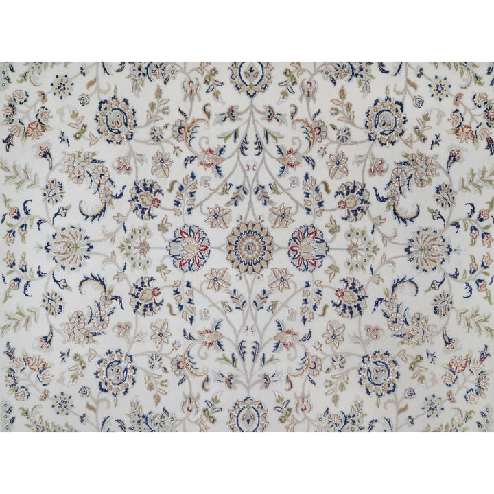 8'1" x 10'2" New Hand Knotted Ivory Wool & Silk Rectangle Oriental Rug - MOA10291645