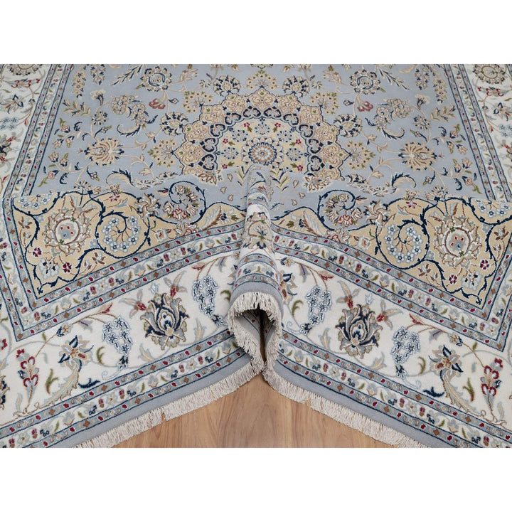 7'9" x 10'3" New Hand Knotted Blue Wool & Silk Rectangle Oriental Rug - MOA10291646