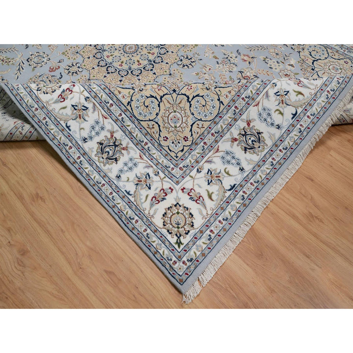 7'9" x 10'3" New Hand Knotted Blue Wool & Silk Rectangle Oriental Rug - MOA10291646