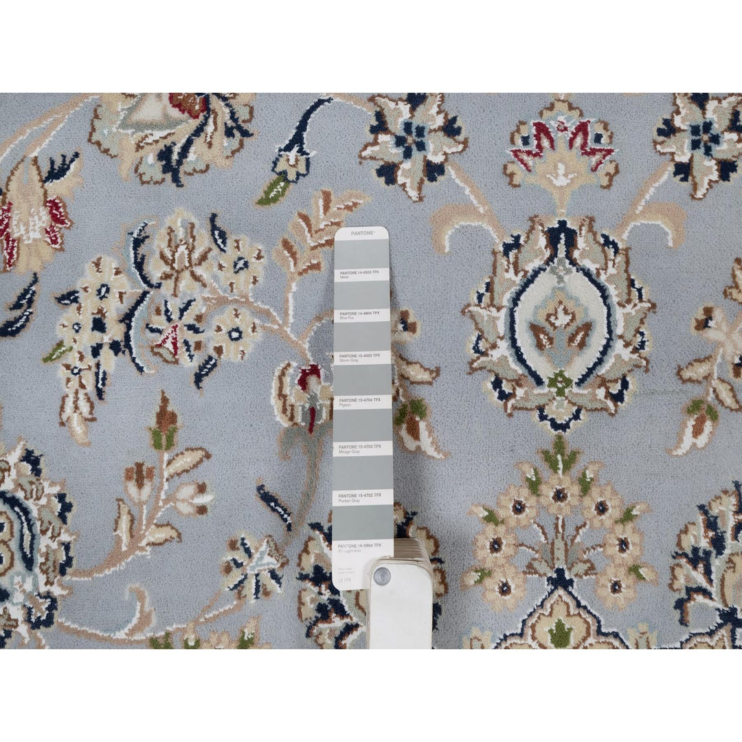 7'9" x 10'3" New Hand Knotted Blue Wool & Silk Rectangle Oriental Rug - MOA10291646
