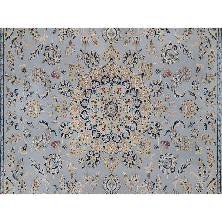 7'9" x 10'3" New Hand Knotted Blue Wool & Silk Rectangle Oriental Rug - MOA10291646