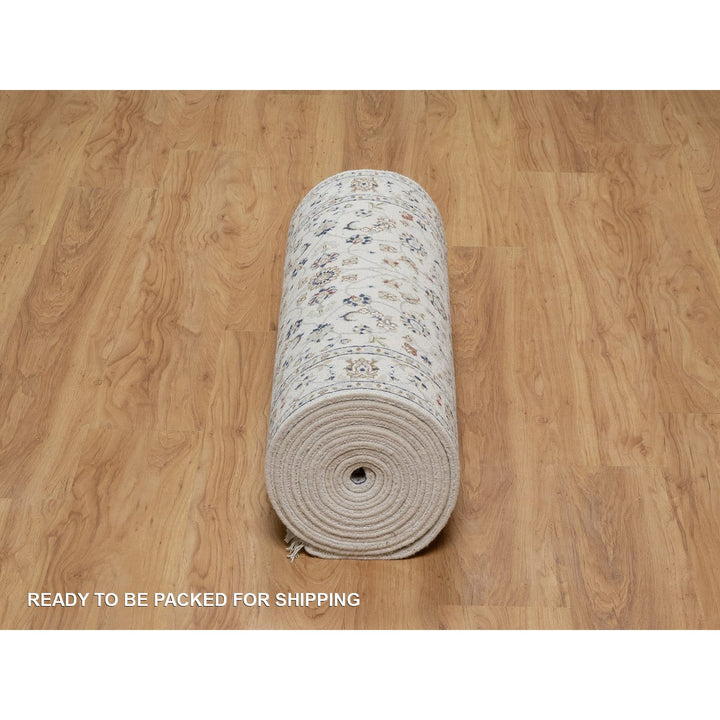 2'9" x 18'0" New Hand Knotted Ivory Wool & Silk Runner Oriental Rug - MOA10291647