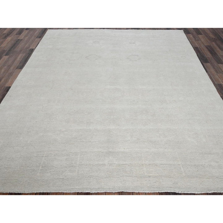 8'1" x 9'10" New Hand Knotted Ivory Wool Rectangle Oriental Rug - MOA102916
