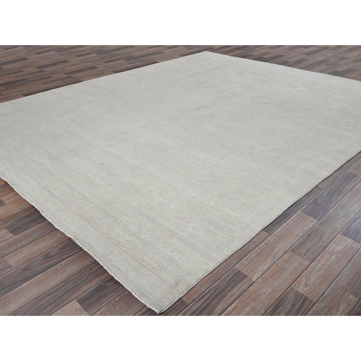 8'1" x 9'10" New Hand Knotted Ivory Wool Rectangle Oriental Rug - MOA102916