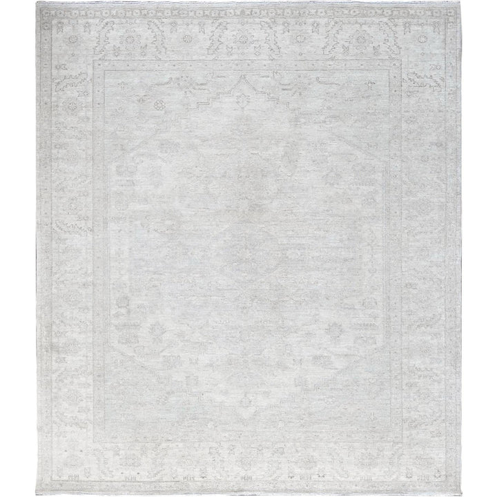 8'0" x 9'9" New Hand Knotted Ivory Wool Rectangle Oriental Rug - MOA102917