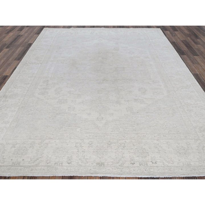 8'0" x 9'9" New Hand Knotted Ivory Wool Rectangle Oriental Rug - MOA102917