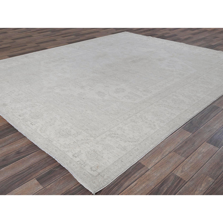 8'0" x 9'9" New Hand Knotted Ivory Wool Rectangle Oriental Rug - MOA102917
