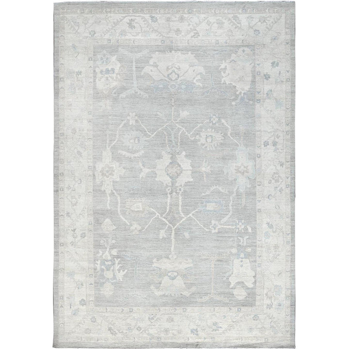 9'8" x 13'10" New Hand Knotted Grey Wool Rectangle Oriental Rug - MOA102918